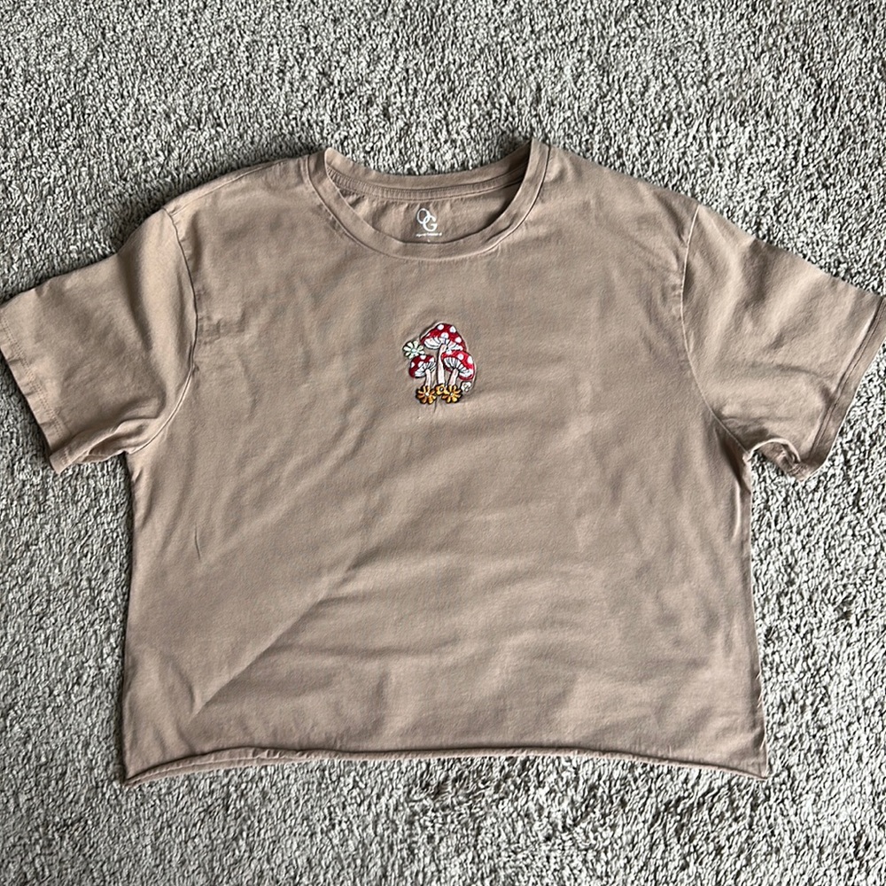 Organic Generation embroidered mushroom shirt , size L